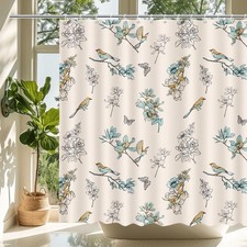 MEHOFOND Bird Shower Curtain Floral Bird Shower Curtain for Bathroom Spring S...