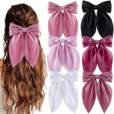 hisial 6Pcs Bow Hair Clips for Women Silky Satin Ribbon Alligator Barrettes P...