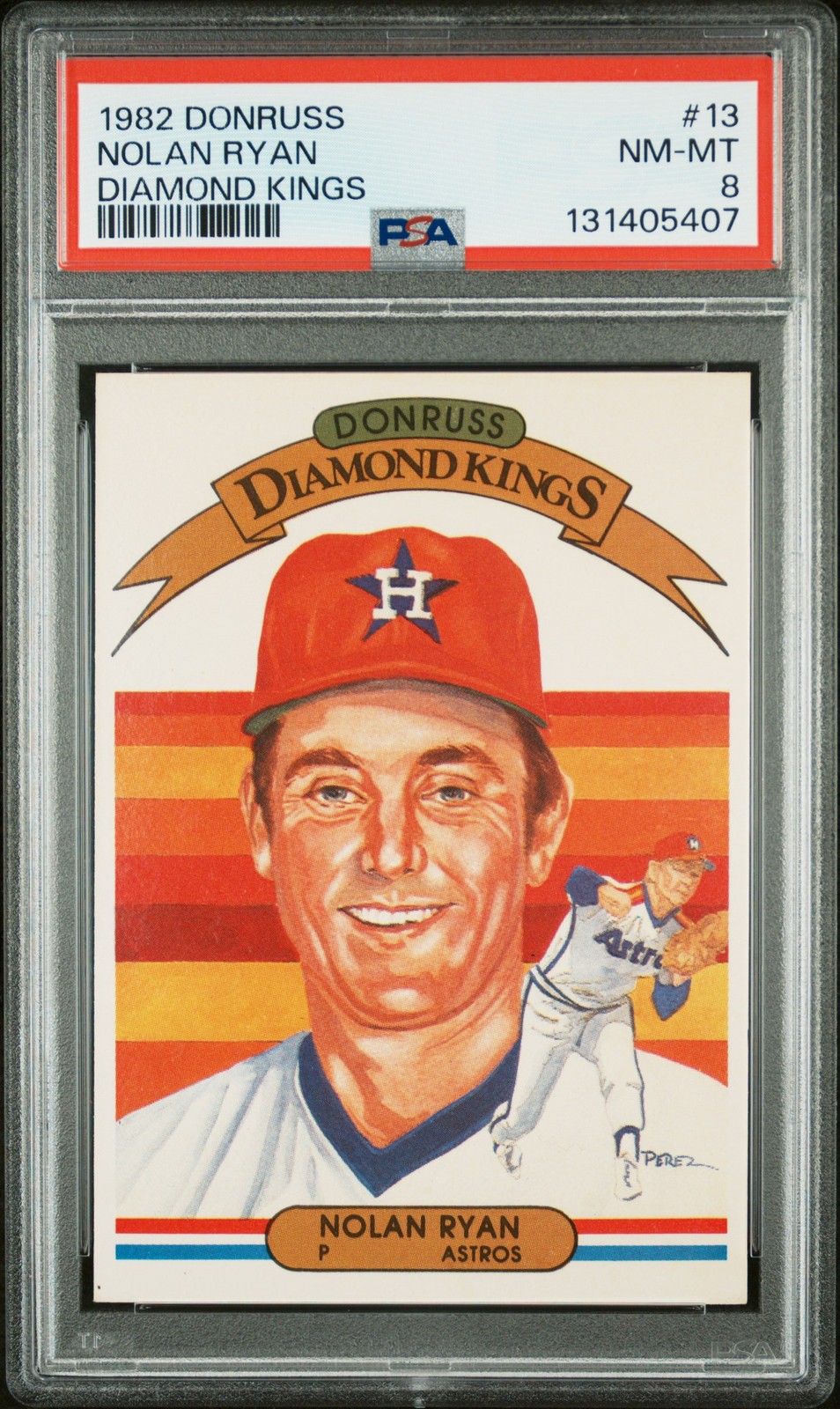 1982 DONRUSS DIAMOND KINGS #13 NOLAN RYAN PSA 8