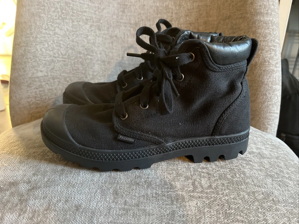 Talla 8 - Botas de combate de paladio negras para mujer Foto 3 de 4