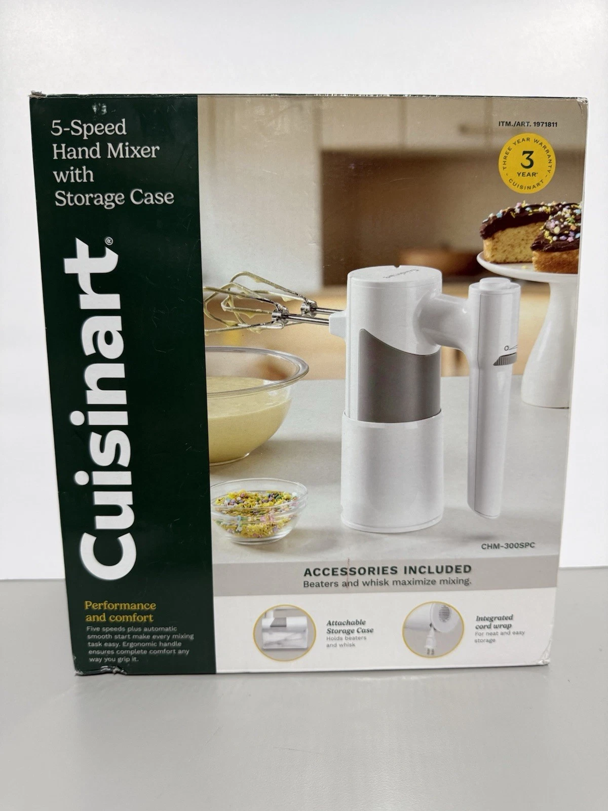 CUISINART HAND MIXER 5-SPEED MODERN WITH STORAGE CASE BEATERS & WHISK CHM-300SPC
Opens in a new wind