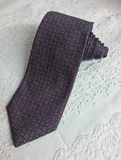 Vtg. Ferrell Reed Mens Tie Purple Foulard Medallion Silk Handmade England