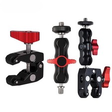 Camera Super Clamp Ball Head 1/4" 3/8" Mount for Monitor LED Light Mic Phone