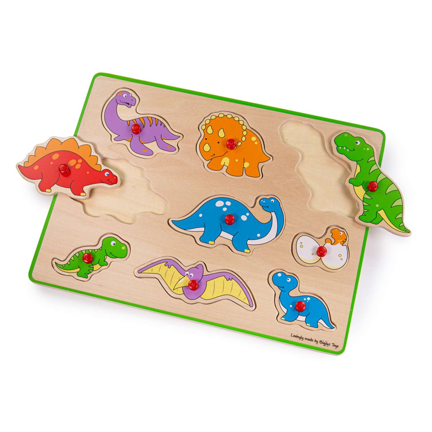 Bigjigs Toys Puzzle in Legno Grosso Sollevamento (Dinosauro) Educativo Impara