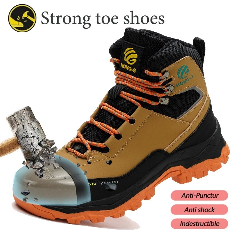 Men's Work Safety Shoes Steel Toe Boots Indestructible Non-slip Work Sneakers