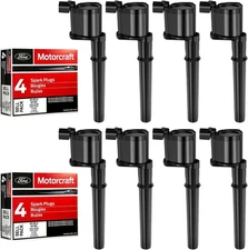 MAS Set of 8 Ignition Coils Pack + 8pcs Motorcraft Platinum Spark Plug SP493 ...