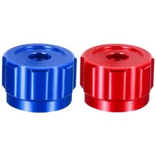 Aluminum Alloy Round Wheel Faucet Handles Blue and Red