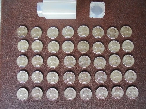 Washington Quarters Uncirculated Roll of 40 Coins 90% Silver