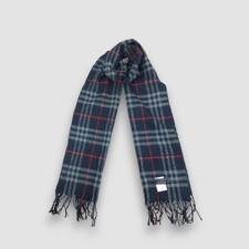 Burberry Wool Scarf Vintage Classic Winter Fringe Nova Check Scarves 13x70