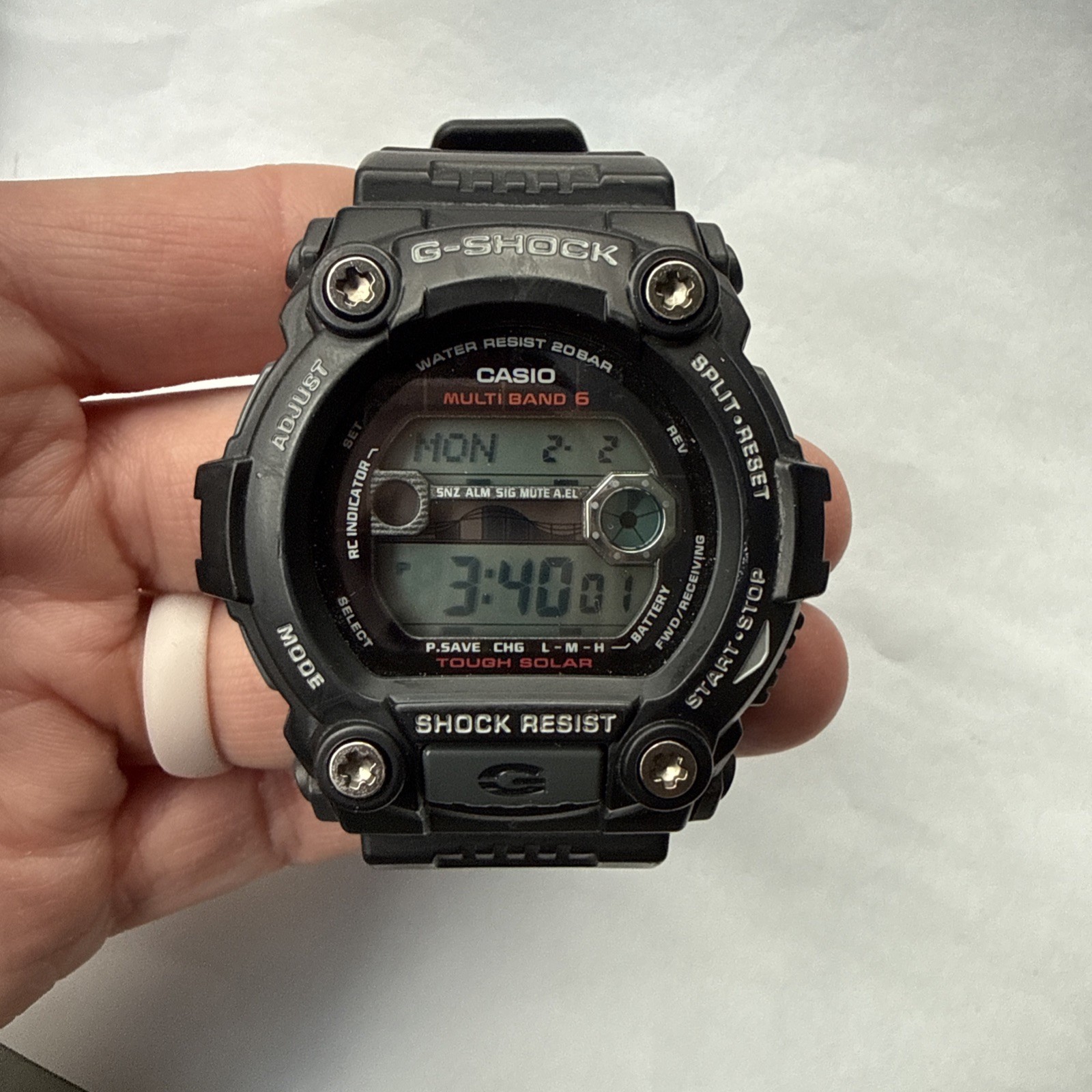 Casio G-Shock Men's Watch GW7900 20Bar Tough Solar Black Resin Digital 50mm 3193
