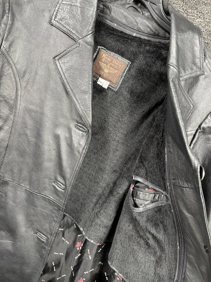 Винтажный Moda Италии Bellagio кожи мотоциклиста куртка женщин размер XXL черный кнопка застежки - Изображение 4 из 4