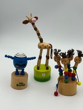 3x Classic Collapsable Push Wooden Toys