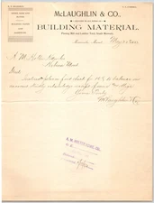 McLaughlin "Building Material" Missoula, MT 1893 Billhead - A.M. Holter*