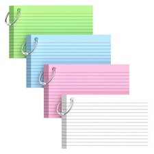 160-Pack Colored Index Cards 4x6 Inch w/Key Ring   180gsm Heavyweight Flas