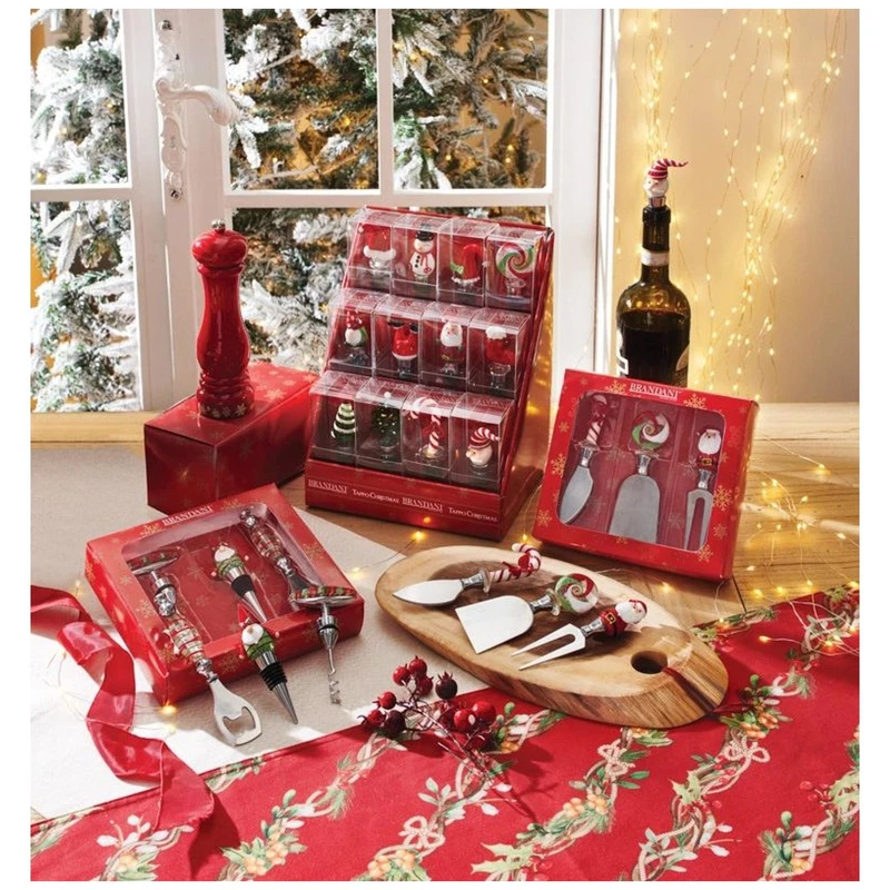 Set Vino Natalizio 3 Pezzi BRANDANI Christmas Cavatappi Tappo Apribottiglie, fotografia 3 di 9