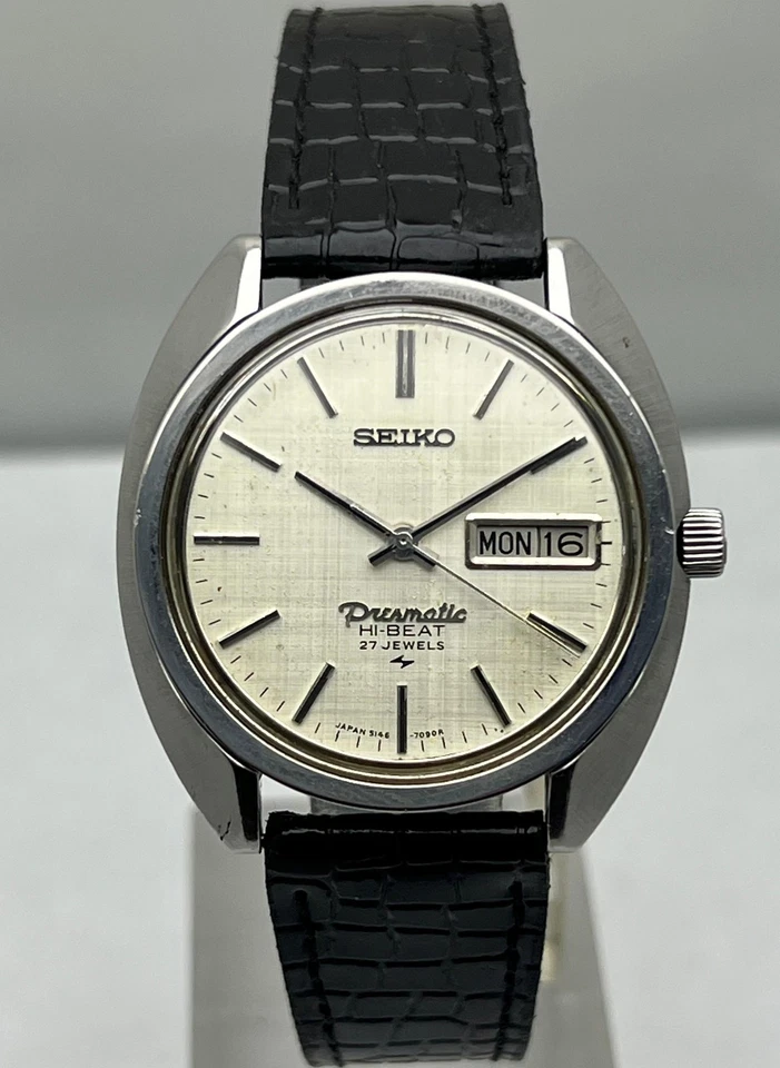 Reloj automático para hombre Seiko Presmatic Hi-Beat 5146-7090 años 60 esfera plateada 27J Foto 2 de 4