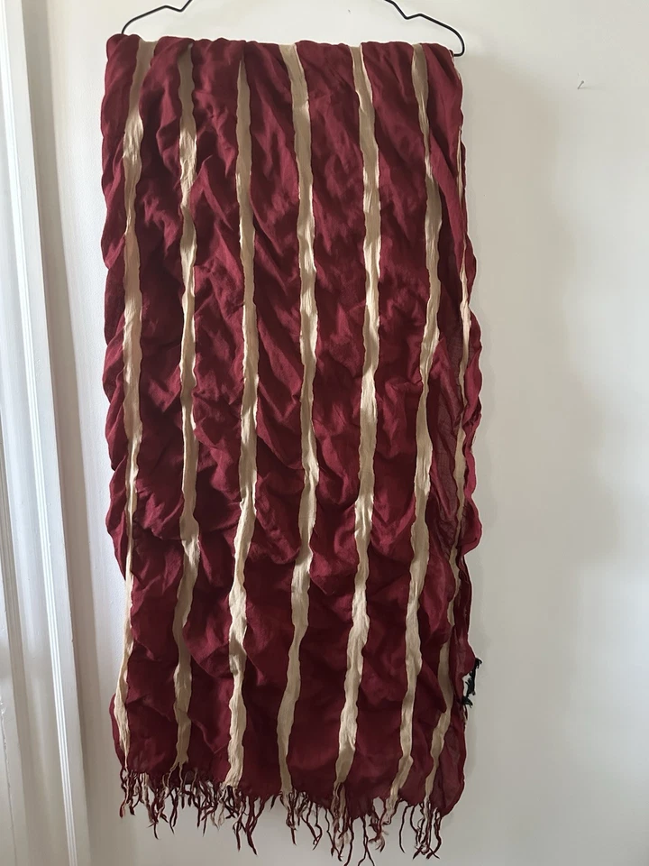 uma wang Rojo Beige Rayas Lana Seda Bufanda Foto 4 de 4