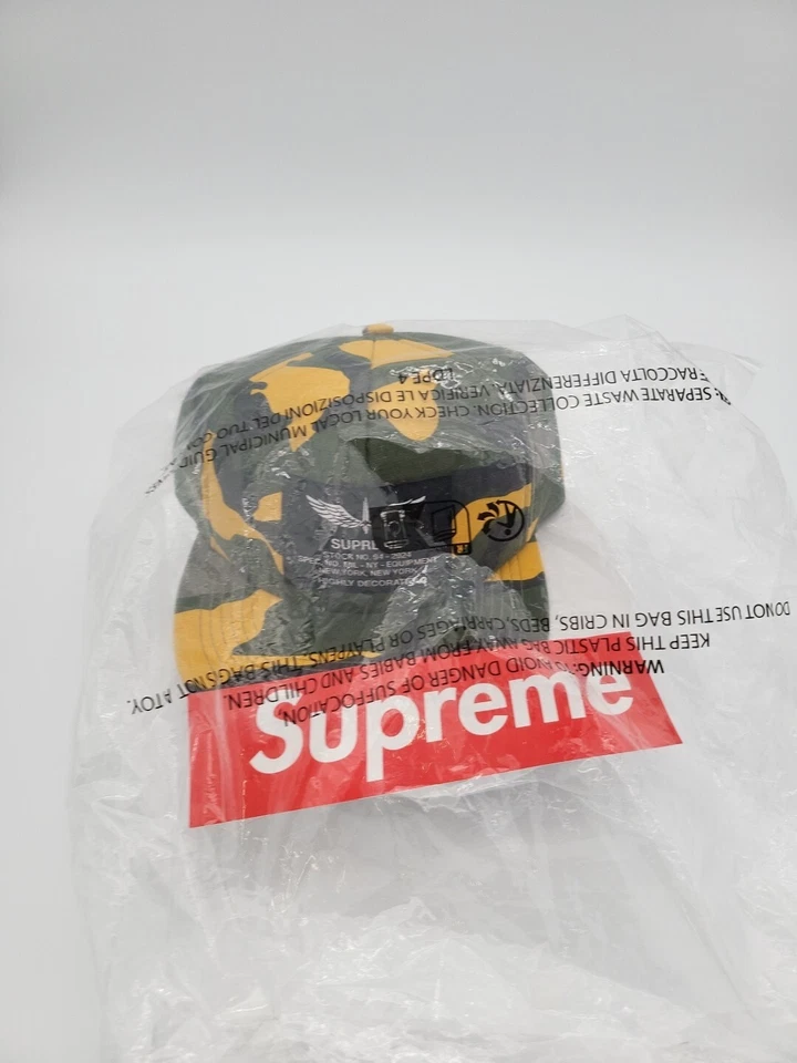 Sombrero Supreme Surplus 5 paneles amarillo camuflaje Snapback SS24 Supreme New York 2024 nuevo Foto 2 de 4