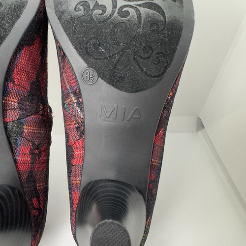 Mia Leonore Pumps Heels Shoes Mary Jane Womens 8.5 Scarlet Red Plaid Tartan New - Picture 8 of 11