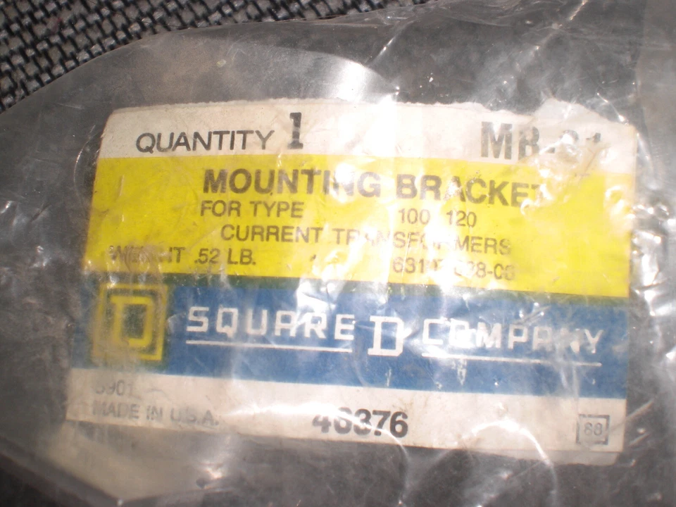 Square D MB-31 Mounting Bracket FOR TYPE 100, 120 CURRENT TRANSFORMERS - Image 2 of 4