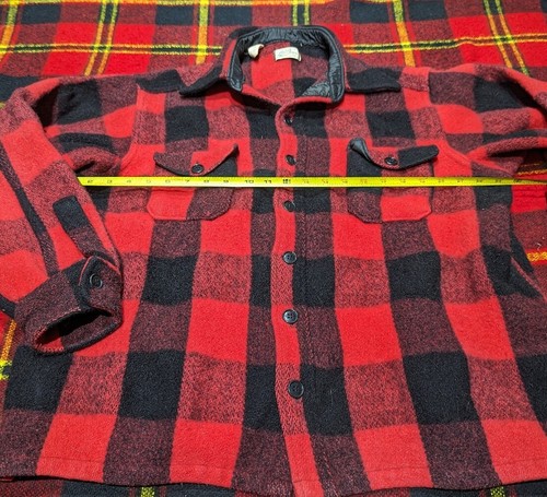 Vintage 50s 60s LL Bean Red Buffalo Plaid Mens Wool Hunting Shirt Jacket Sz XL - Picture 5 of 6