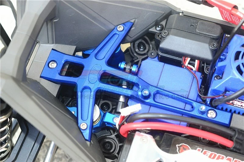 GPM Racing Blue Aluminum Front Chassis Brace - For Traxxas Maxx TXMS048C-B - Image 2 of 4