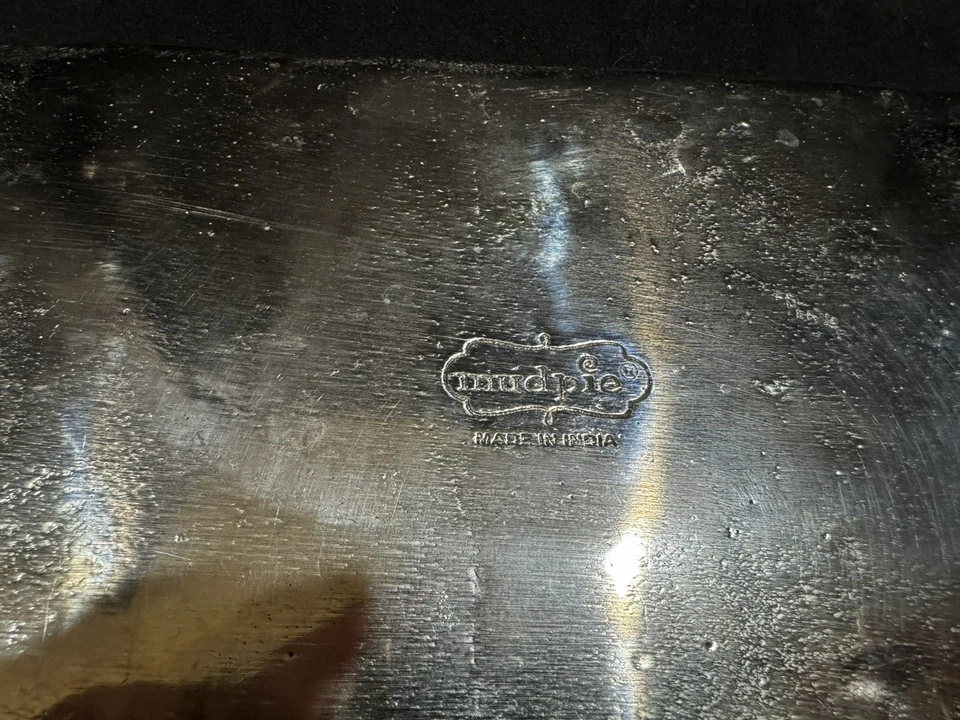 Mud Pie Starfish Tray Silvertone 17" long Rectangular Made in India - Image 3 of 3