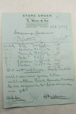 1927 Lamson Goodnow L Herder & Son Philadelphia PA Store Order Ephemera L964D