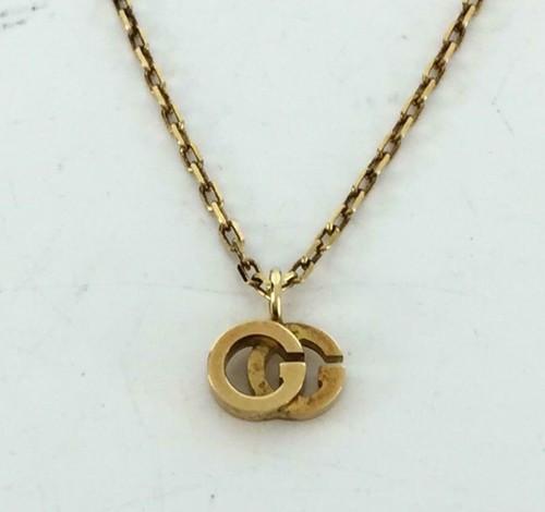 GUCCI Double G Necklace Pendant Yellow 