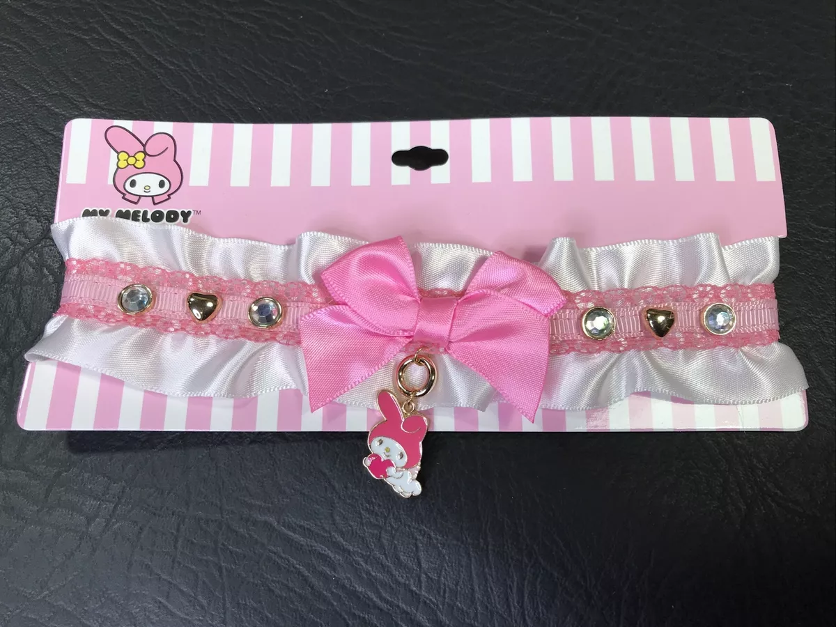 Sanrio My Melody Heart Charm Pink Lace Satin Choker Necklace