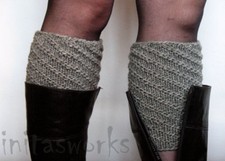 Boot Cuff Grey Knitting Leg Warmers Cable Knit