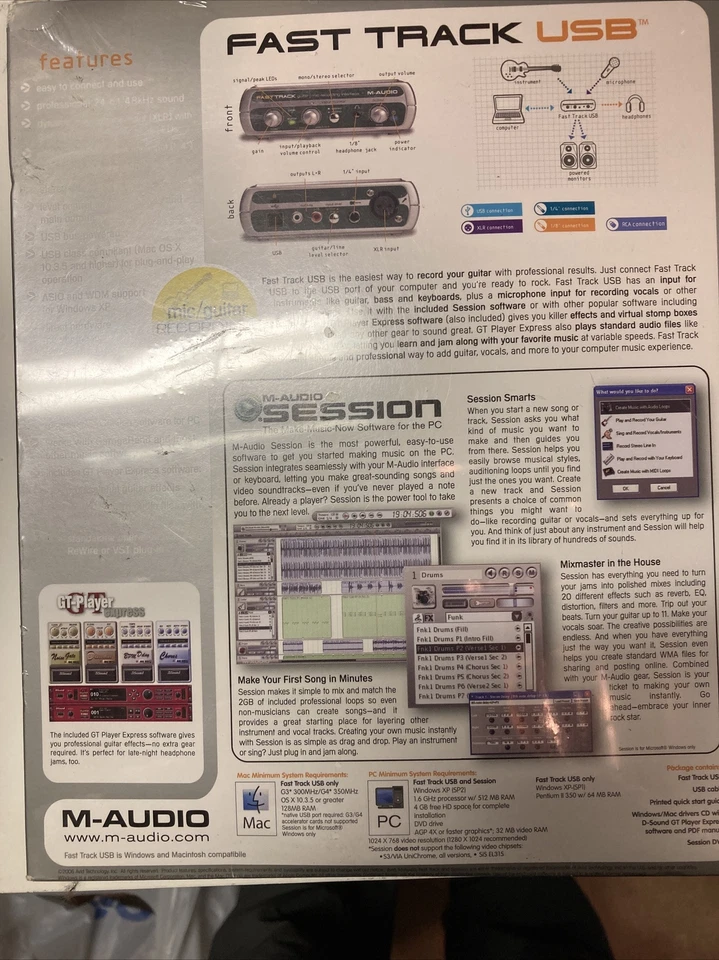 M-Audio Fast Track USB Digital Audio Interface: Record Guitar And Vocals - Image 3 of 4