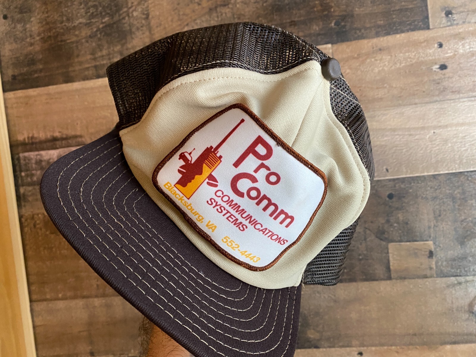 Pro Comm Snapback Hat VTG Patch Cap Trucker Black… - image 3