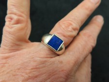Sterling Silver Spectacular Lapis Flat Top Ring SZ 7