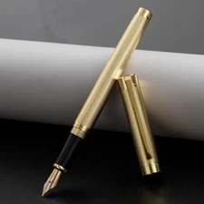 Jinhao 899 Fountain Pen, Gold Metal, Fine Nib, Includes Converter & 2 Refills