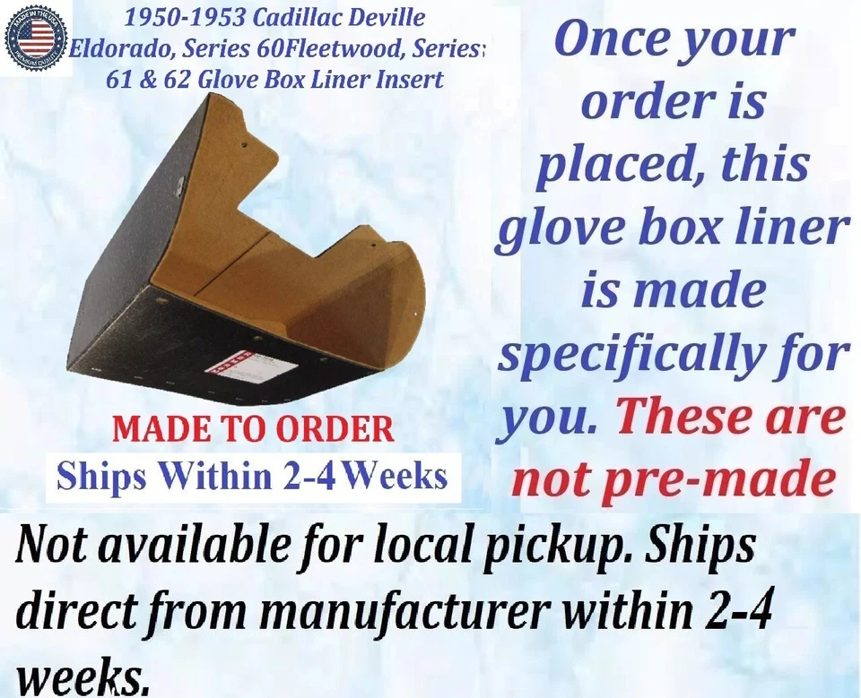 NUEVO 1950-1953 CADILLAC FIELTRO GUANTERA FORRO INSERTO #CAD-GBX-080 Foto 2 de 3