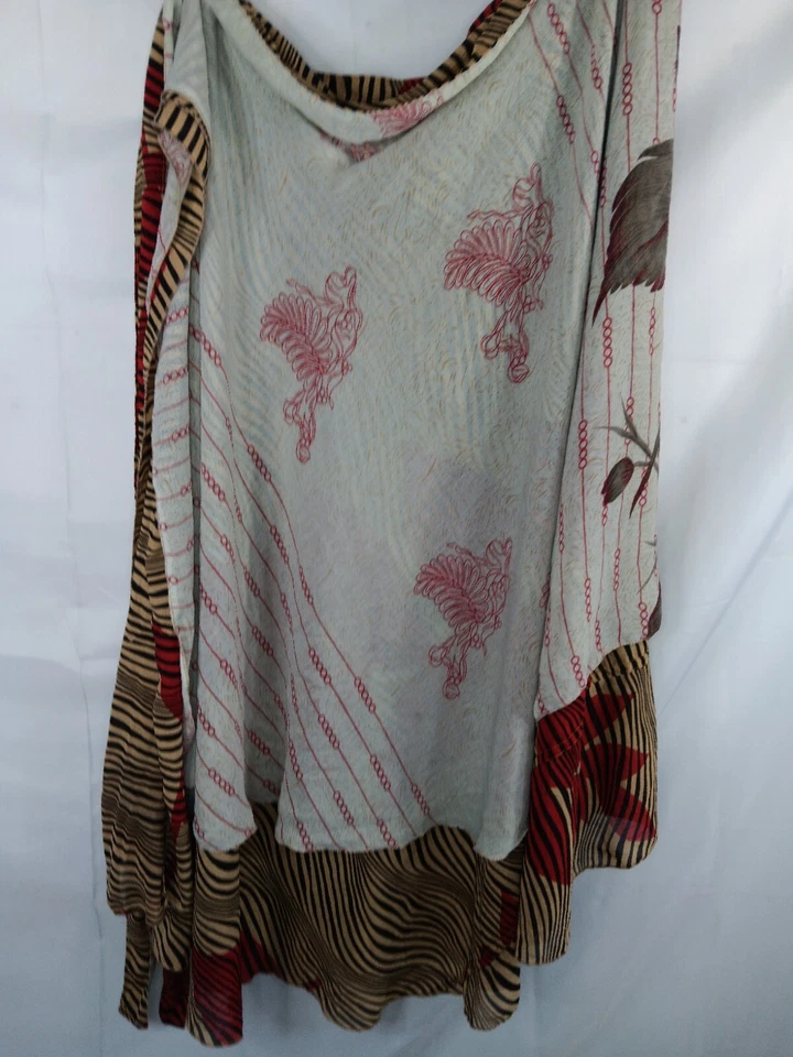 Falda boho envolvente de sari de seda reversible para mujer Cottage Core talla única Foto 3 de 4