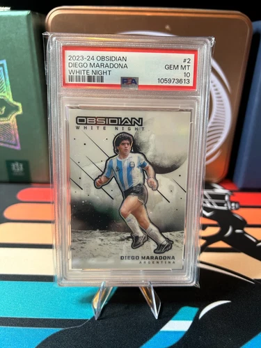 Diego Maradona 2023-24 Panini Obsidian White Night Argentina (Case Hit) PSA 10