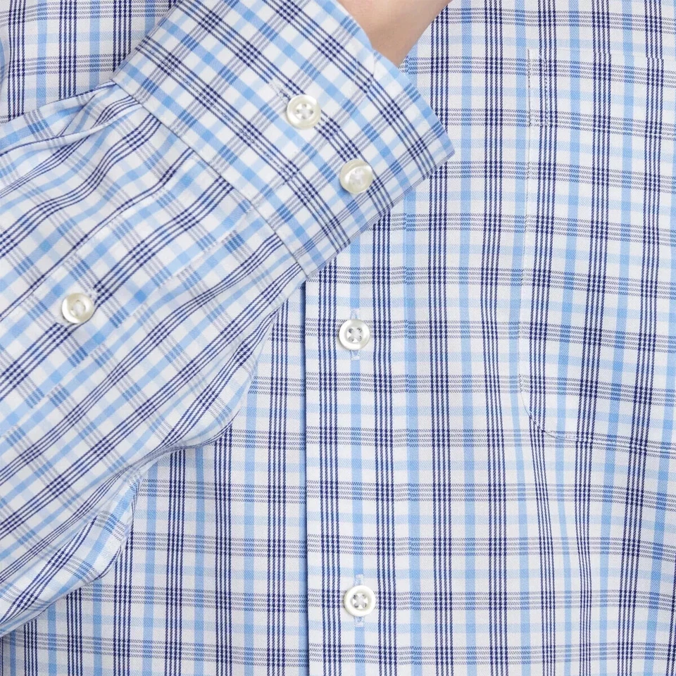 Kirkland Signature Men's Traditional Fit Dress Shirt, Plaid , Blue, 17 x 34/35 - Image 4 of 4