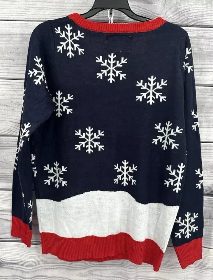 TIPSY ELVES WHALE TAIL SANTA UGLY CHRISTMAS SWEATER Women's Size MEDIUM