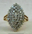 14K Real Yellow Gold Plated Vintage 2.00CT Round Moissanite Cluster Wedding Ring