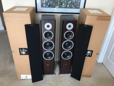 PAIR MATCHED DYNAUDIO SPEAKERS EXCITE X38 ROSEWOOD W/ORIGINAL PACKING.
