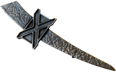 Kilt Pin Plated Antique Silver Textured St Andrew Cross 95mm
