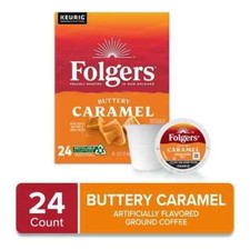 Folgers Buttery Caramel Artificially Flavored Coffee, Keurig K-Cup Pods, 24 Ct