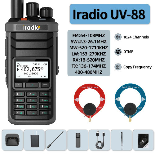 Walkie Talkie Radio a onde corte Multibanda HF CB SSB AM Type-C DTMF - Foto 12 di 20