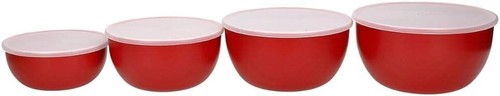 KitchenAid Plastic Prep Bowls for Kitchen Storage & Organisation, Set of 4 RED - Picture 8 of 9