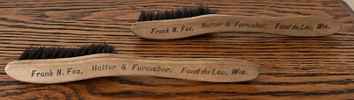 Two Late 1800s advertising hat brushes: Fond-du-Lac, WI