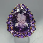 Handmade 60 ct+ Natural Amethyst Ring 925 Sterling Silver Size 8 /R481932