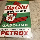 Vintage Advertising Texaco Sky Chief Pump Plate Sign Heavy Metal