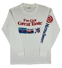 Vintage 80s Diet Pepsi Light Soda Long Sleeve T-Shirt Medium Great Taste